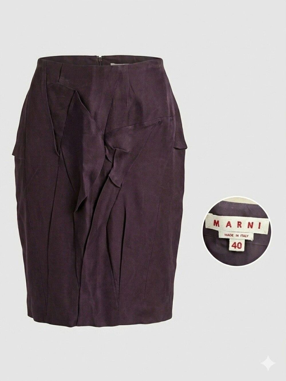 Marni Archival Silk Tulip Skirt Purple IT 40 US 8 Sculptural Editorial VTG Y2K